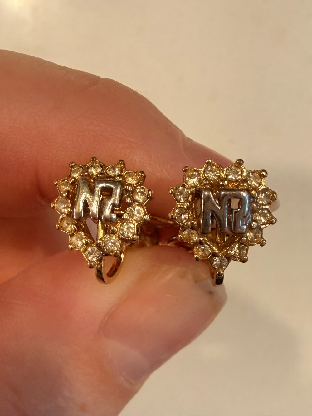 Nina Ricci Gold-Tone Heart Clip On Earrings with Crystal Accent